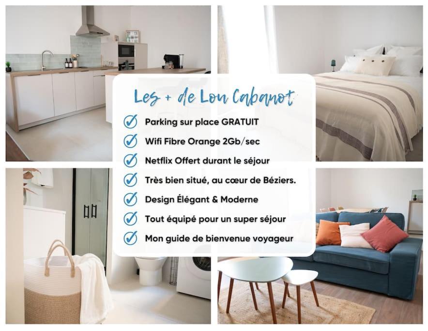 Lou Cabanot - Appartement Lumineux 3 Chambres - Parking Gratuit 베지에 외부 사진